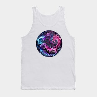 Guardian of the Night: Moonlit Dragon Circle Tank Top